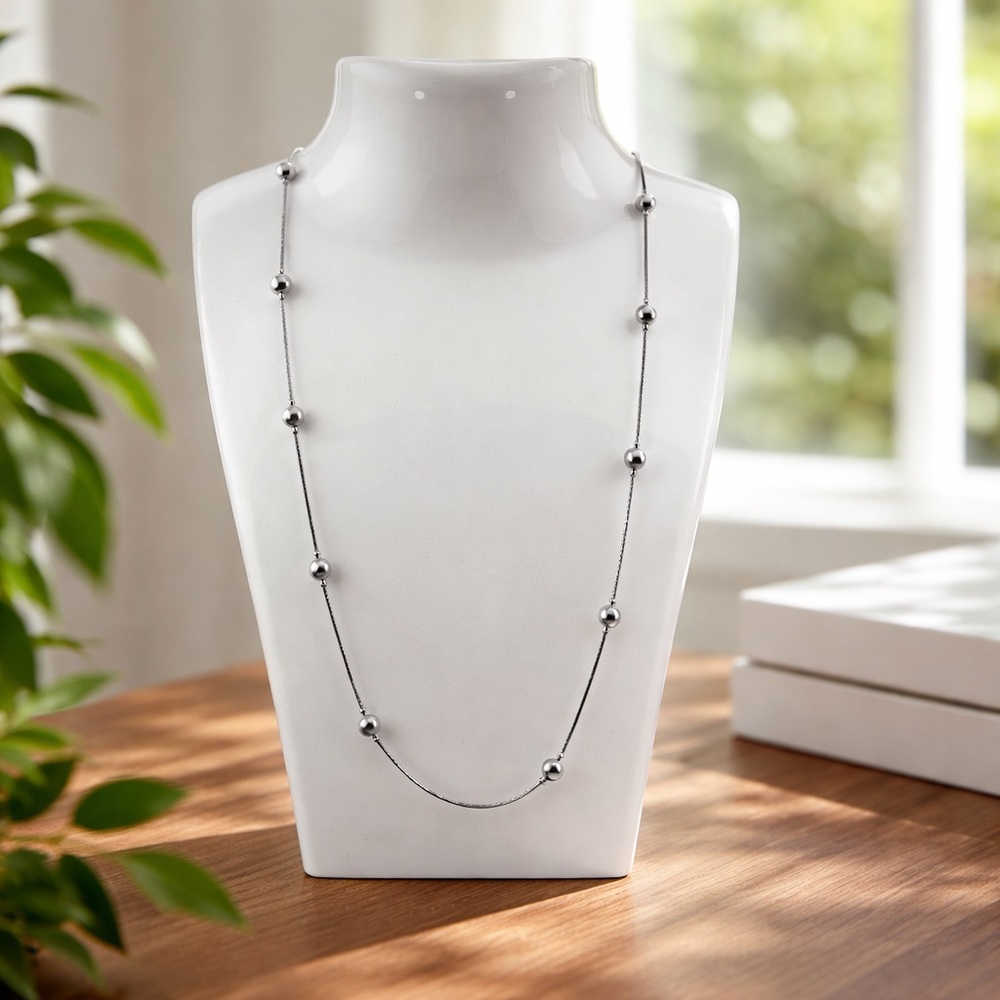 Silver Toned Ball Necklace